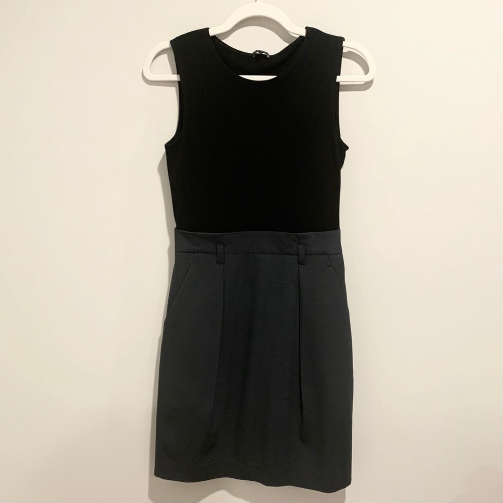 Theory Abrienda stretch black & gray wool dress